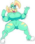  2018 alpha_channel anthro big_breasts breasts butt_from_front canine clothing dog female gloves green_eyes hi_res lipstick makeup mammal mask muscular smile solo super_planet_dolan superhero superhero_dog_(vimhomeless) thick_thighs torn_clothing vimhomeless 