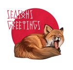  blackpassion777 canine christmas countershading curled_up eyes_closed feral fox fur holidays lying mammal mystfell open_mouth orange_fur red_fox solo tongue tongue_out white_countershading yawn 