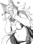  &lt;3 anthro breasts canine clothed clothing dog female happy husko husky looking_at_viewer mammal monochrome skimpy smile solo toco_(artist) 