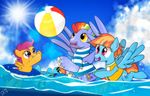  2017 ball beach_ball bow_hothoof_(mlp) clothing cloud cub cute cutie_mark dsana equine eyelashes eyewear family feathered_wings feathers female floating friendship_is_magic group hair hooves inner_tube lying male mammal mohawk mostly_nude multicolored_hair my_little_pony nude on_back open_mouth open_smile orange_hair parent pegasus playing purple_eyes purple_hair rainbow_dash_(mlp) rainbow_hair scootaloo_(mlp) sea shirt sky smile stripes summer sun sunglasses sunlight swimming teeth tongue two_tone_hair water windy_whistles_(mlp) wings yellow_eyes young 