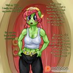  anthro anthrofied blush breasts building chain clothing cottage diaper exhibitionism female fluttershy&#039;s_cottage fluttershy_(mlp) friendship_is_magic house humiliation lock my_little_pony navel outside shirt smudge_proof tank_top tree_hugger_(mlp) 