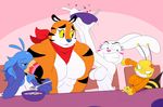  2018 angry anthro arthropod avian bee bird bowl breasts buzz_the_bee cereal crossgender featureless_breasts feline female food froot_loops frosted_flakes group hi_res honey_nut_cheerios insect lagomorph mammal milk rabbit sssonic2 tiger tony_the_tiger toucan toucan_sam trix trix_rabbit 