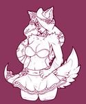  anthro big_breasts blush bra breasts canine clothed clothing commission-mission female looking_at_viewer makeup mammal midriff monochrome navel portrait solo standing strapless_bra three-quarter_portrait underwear 