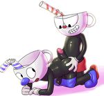  2017 2018 brothers clothing cuphead_(character) cuphead_(game) digital_drawing_(artwork) digital_media_(artwork) duo erection humanoid_penis incest looking_back male male/male mocri mugman not_furry object_head penis sex sibling simple_background smile teeth vein 