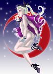  ass bad_id bad_pixiv_id crescent_moon dance_in_the_vampire_bund flat_chest high_heels long_hair mihoto_kouji mina_tepes moon nude pale_skin red_eyes red_moon shoes solo twintails 