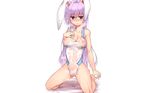  animal_ears blush bunny_ears bunnygirl long_hair photoshop pink_hair purple_eyes reisen_udongein_inaba see_through swimsuit touhou wet white yonaga_(masa07240) 