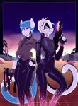  bulge cat clothing feline futuristic girly gloves grin gun male mammal proby ranged_weapon rubber skinsuit slyus smile suit tight_clothing trigger_discipline virtual_reality weapon 