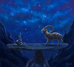  2012 caprine detailed_background digital_media_(artwork) goldendruid hooves horn mammal rock sky smile star starry_sky 