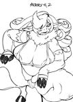  2017 3_fingers anthro areola arm_warmers armwear belly big_areola big_breasts big_butt big_teats bikini breasts butt camel_toe caprine clothed clothing crouching curly_hair digital_media_(artwork) english_text eyelashes female full-length_portrait fur grin hair hair_over_eye hand_on_thigh hooves horizontal_pupils jijis-waifus lips lipstick long_hair looking_at_viewer makeup mammal merry_(inline) micro_bikini multi_breast navel neck_tuft nipple_bulge nipples portrait pussy sheep simple_background sketch skimpy slightly_chubby smile solo swimsuit teats text thick_thighs tuft white_background 