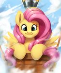  2018 aircraft balloon basket bust_portrait cloud cute equine eyebrows eyelashes feathered_wings feathers female fluttershy_(mlp) flying friendship_is_magic hair hot_air_balloon long_hair looking_at_viewer mammal moondreamer16 my_little_pony pegasus pink_hair portrait sky smile solo teal_eyes wings 