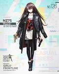  black_hair girls_frontline gun hair_between_eyes handgun holding holding_weapon infukun long_hair looking_at_viewer nz_75 nz_75_(girls_frontline) pistol red_hair solo very_long_hair weapon yellow_eyes 