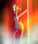  2018 antelope anthro breasts butt clothing dancing digital_drawing_(artwork) digital_media_(artwork) disney eyebrows eyelashes female fur gazelle gazelle_(zootopia) hair hi_res horn legwear looking_at_viewer mammal nipples nude pole pole_dancing pussy shiny smile solo stripper stripper_pole striptise waver-ring zootopia 