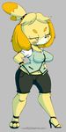  2017 animal_crossing anthro bandage big_breasts biped breasts bully_isabelle canine clothed clothing colored dog female footwear freestpankcakes high_heels isabelle_(animal_crossing) mammal navel nintendo purple_yoshi_draws shih_tzu shoes spikes tomboy video_games 