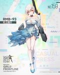  armor bison_cangshu breasts character_name choker cleavage cleavage_cutout garter_straps girls_frontline gun large_breasts looking_at_viewer official_art pump_action rmb-93 rmb-93_(girls_frontline) shogun shotgun silver_hair skirt smile thighhighs trigger_discipline weapon white_legwear yellow_eyes 