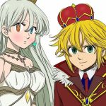  1boy 1girl blonde_hair elizabeth_liones green_eyes meliodas nanatsu_no_taizai white_hair 