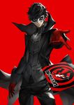  amamiya_ren bad_id bad_pixiv_id black_hair calling_card highres legacy_zechs male_focus mask persona persona_5 smile solo 