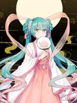  aqua_eyes aqua_hair bangs blush chinese_clothes chuushuu_meigetsu_miku closed_mouth commentary_request eyebrows_visible_through_hair fan flower full_body hagoromo hair_between_eyes hair_flower hair_ornament hanfu hatsune_miku high-waist_skirt holding holding_fan long_hair long_sleeves looking_at_viewer paper_fan pink_skirt shawl skirt sleeves_past_wrists smile solo tiny_(tini3030) twintails uchiwa very_long_hair vocaloid white_flower wide_sleeves 