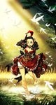  bare_shoulders birds black_hair bloomers choker corset cup curly_hair dice drill_hair elbow_gloves feathers feet genzoman original river rose_(the_wanderer) saloon_girl tagme the_wanderer tied_hair toes twintails western wild_west 