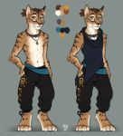  2019 anthro barefoot digital_media_(artwork) digitigrade felid feline lynx male mammal model_sheet nomad_(tasanko) smile solo standing tasanko tasdraws 