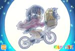  bicycle bird commentary_request e.t. flying grape-kun ground_vehicle headphones highres humboldt_penguin_(kemono_friends) kemono_friends meme moon penguin smile takecho 