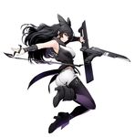  alternate_breast_size ankle_boots ass blake_belladonna blazblue:_cross_tag_battle boots bow breasts commentary_request gambol_shroud gun hair_bow handgun high_heel_boots high_heels higuchi_konomi large_breasts long_hair official_art pantyhose pistol rwby shorts solo weapon white_background 
