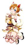  :o animal_costume animal_ears blue_eyes dog_costume dog_ears dog_tail flower forearms_at_chest full_body hair_flower hair_ornament kousaka_honoka looking_at_viewer love_live! love_live!_school_idol_project official_art one_eye_closed orange_hair sandals short_hair short_twintails solo tail transparent_background twintails 