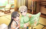  2girls blush grey_eyes grey_hair idolmaster idolmaster_cinderella_girls idolmaster_cinderella_girls_starlight_stage kimono multiple_girls shiomi_syuko short_hair smile 