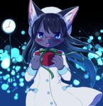  1girl black_hair blue_eyes cat furry glasses kemoribon long_hair solo 