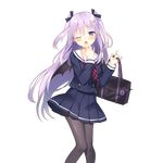  bag bat_wings black_legwear black_wings blush hair_ornament hand_to_own_mouth holding holding_bag lavender_hair looking_at_viewer miss_barbara official_art open_mouth pantyhose pleated_skirt pointy_ears purple_eyes rie_(reverie) school_uniform skirt solo tears transparent_background two_side_up uchi_no_hime-sama_ga_ichiban_kawaii wince wings yawning 