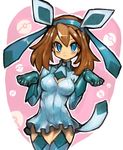  :3 alternate_costume animal_ears bangs blue_dress blue_eyes blue_gloves blue_hairband blue_legwear blue_neckwear blush_stickers breasts brown_hair cleavage cleavage_cutout closed_mouth collared_dress cosplay covered_navel cowboy_shot dakusuta diamond_(shape) dress eyebrows fake_animal_ears fake_tail gen_4_pokemon glaceon glaceon_(cosplay) gloves hair_between_eyes hairband haruka_(pokemon) heart highres legs_together long_hair long_sleeves medium_breasts necktie outline paw_pose poke_ball pokemon pokemon_(game) pokemon_rse short_dress smile solo standing tail thighhighs white_outline zettai_ryouiki 