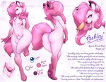  2018 animal_genitalia animal_penis anthro balls blue_eyes butt canine canine_penis claws ear_piercing english_text eyelashes food girly hair hair_over_eye hi_res hindpaw knot leonkatlovre long_hair male mammal model_sheet nude open_mouth pawpads paws penis piercing pink_hair popsicle sheath solo text toe_claws tongue tongue_out wolf 