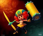  angry beauty_mark bowser breasts brown_eyes cleavage clothed clothing collar cosplay dress female footwear gloves hair hammer hat hi_res high_heels human humanoid hybrid mammal mario_bros mataknight melee_weapon nintendo not_furry open_mouth pigtails pointing propeller red_hair shoes simple_background spiked_collar spikes toad_(mario) tools video_games weapon 