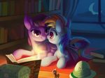  2017 :o blue_fur blush book bookcase chinese_text cloud crescent_moon cute draconidsmxz duo english_text equine eye_contact eyebrows eyelashes feathered_wings feathers female female/female figurine fire friendship_is_magic fur hair hat horn inside lavender_fur light lit_candle lying makeup mammal mascara mat moon multicolored_hair my_little_pony night night_sky open_mouth pegasus purple_eyes rainbow_dash_(mlp) rainbow_hair reading signature smile text treasure_chest twilight_sparkle_(mlp) wide_eyed window winged_unicorn wings wood wood_floor 
