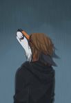  2017 anthro black_fur black_nose brown_hair canine clothed clothing crying dark depression egsaku_(character) fox fully_clothed fur grey_background hair hi_res hoodie male mammal multicolored_fur orange_fur raining simple_background solo standing tears two_tone_fur viskasunya water wet white_fur 