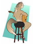  anthro appaloosa boxer_briefs butt clothing equine guitar hooves horse looking_at_viewer male mammal musical_instrument philippe_destrier sitting solo spearfrost underwear 