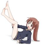  1girl bare_legs barefoot bottomless long_sleeves no_pants saki takakamo_shizuno 