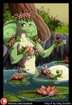  anthro azaleesh bathing cobra female flower lily_(plant) nude outside plant reptile scale scalie snake tongue tongue_out tree vicky water 