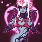  &lt;3 2017 5_fingers areola big_breasts blush breasts demon evelynn_(lol) female fingers hair heart-shaped_boob_challenge hi_res humanoid league_of_legends long_hair looking_at_viewer mammal navel nipples not_furry nude purple_sclera purple_skin ranger_squirrel riot_games simple_background slit_pupils smile solo video_games white_hair yellow_eyes 