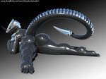  3d_(artwork) angela-45 anus butt cyber_dragon digital_media_(artwork) dragon female happy idsaybucketsofart latex_skin looking_back machine presenting presenting_hindquarters raised_tail reptile robot scalie smile solo text url 