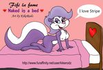  &lt;3 anthro bed breasts female fifi_la_fume fur hair kikerodz mammal nipples nude on_bed pose purple_fur purple_hair skunk solo tiny_toon_adventures warner_brothers white_belly 