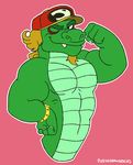  abs biceps dragon eastern_dragon facial_hair flexing goatee hat legless male mullet muscular one_eye_closed pecs purico rocco scalie solo wink xiaolin_chronicles 