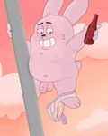  alcohol anthro balls beer beverage blush cartoon_network clothing drunk father flaccid jojofluffy lagomorph male mammal nipples nude overweight parent penis rabbit richard_watterson smile solo streaking the_amazing_world_of_gumball underwear 