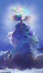  2018 cloud divlight equine feathered_wings feathers female feral flying friendship_is_magic fur hair horn jewelry looking_up magic mammal multicolored_hair my_little_pony necklace outside princess_celestia_(mlp) royalty sky solo spread_wings white_feathers white_fur winged_unicorn wings 