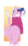  ! 2017 anthro bubble_butt butt cat clothing eroborus feline fur hat hello_kitty male mammal pink_fur presenting roz sanrio solo sweatshirt 