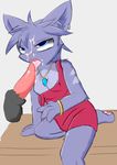  2017 anthro blue_eyes breasts cat clothed clothing cum cum_in_mouth cum_inside cum_on_face disembodied_penis duo feline fellatio female fur hair jewelry male male/female mammal necklace open_mouth oral pawpads paws penis penis_on_tongue pink_nose pink_penis purple_fur purple_hair ryoku sex simple_background sitting tongue tongue_out vaatari white_background 