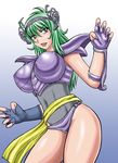  claw_pose green_eyes green_hair kyoten_echo no_mask ophiuchus_shaina saint_seiya solo 