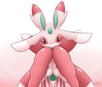  1girl antennae artist_name black_eyes dated female flower furry gradient gradient_background hands_together hands_up laranthrod looking_at_viewer lurantis no_humans no_mouth pink_background pink_sclera pinstripe_pattern pokemon pokemon_(creature) pokemon_sm rose simple_background solo standing text thigh_gap watermark white_background 