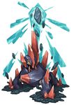  commentary_request debris gen_5_pokemon gigalith highres no_humans pearl7 pokemon pokemon_(creature) red_eyes rock simple_background solo white_background 