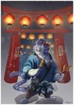  atarolapin barazoku ear_piercing feline festival food gate japanese justin lanterns male mammal piercing snow stripes tiger 