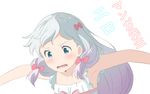  aqua_eyes blush eromanga-sensei fukuri gray_hair izumi_sagiri loli long_hair ribbons white 